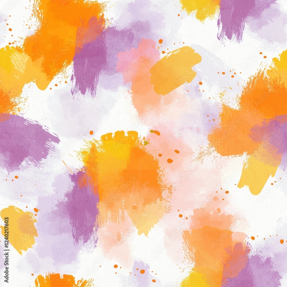 Poster vibrant abstract paint splatters with colorful textures in seamless pattern design