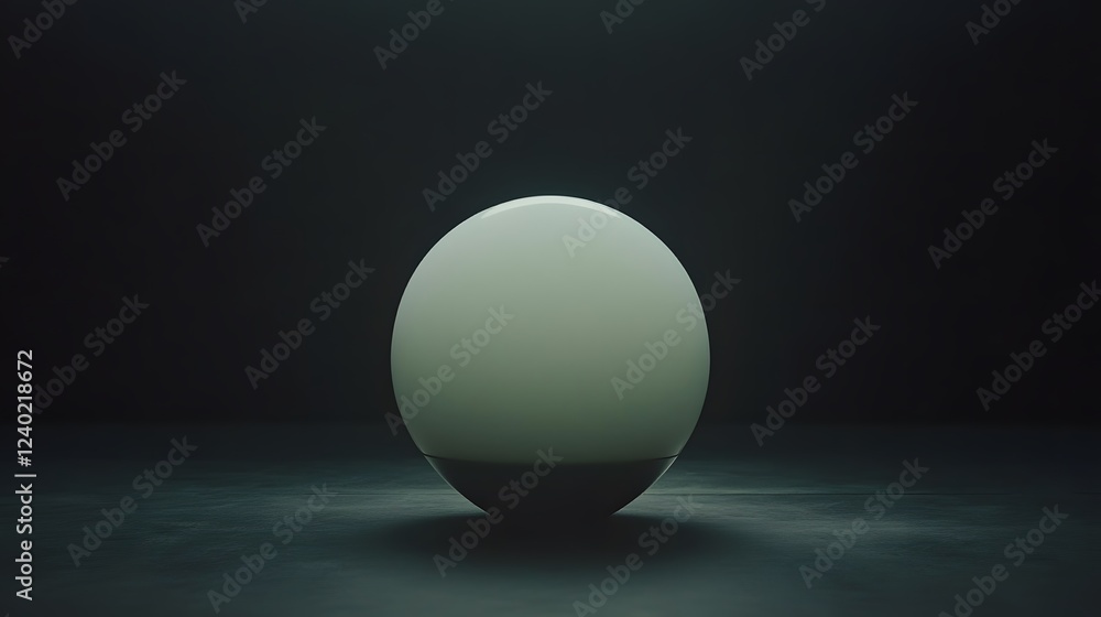 Poster mysterious glowing sphere on dark surface abstract 3d render