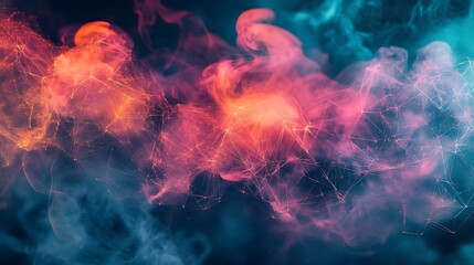 Fototapeta premium Abstract color smoke swirling over a dark background use as art