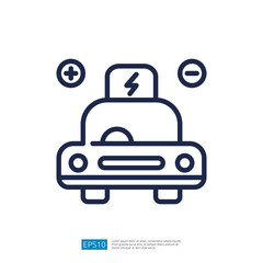 The image depicts a simple line drawing of an electric vehicle with a charging symbol, suggesting a focus on electric transportation and sustainability.