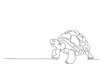 Giant tortoise in continuous one line drawing. Single line art draw of Turtle. Editable vector.