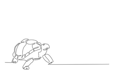 Giant tortoise in continuous one line drawing. Single line art draw of Turtle. Editable vector.