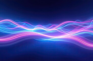 Smooth glowing neon lines in blue and pink, creating a dynamic abstract flow.