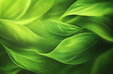 Lush green leaves flowing, sunlight backdrop, nature texture, design