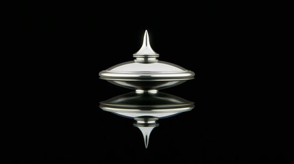 Fototapeta premium Elegant Silver Spinning Top Reflection Abstract Minimalist Still Life