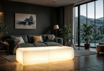 modern living room with fireplace