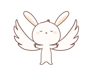 羽を広げて立つウサギのイラスト