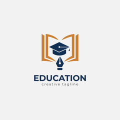 Education logo, College, academy, online, pen, team, university, school icon logo template