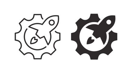 Project launch icon. Vector illustration. Symbols of startup and innovation.