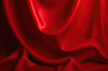 Soft and smooth red satin fabric with elegant folds and light reflections.