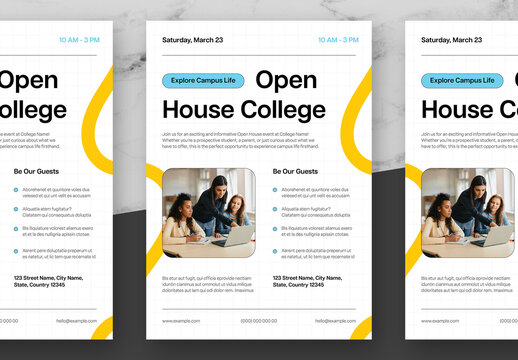 Yellow And Blue Open House Collage Flyer
