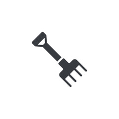 Handheld garden fork with four tines vector icon