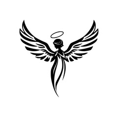 Serene Angel with Wings: A Symbol of Faith, Hope, and Peace.  Perfect for religious art, spiritual designs, and inspirational projects.