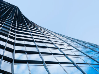Glass wall facade Architecture details Modern building Exterior Business background