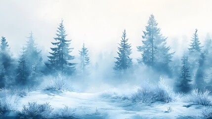 Obraz premium Serene Winter Forest Scene With Snow Covered Ground