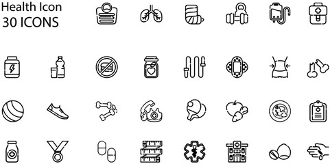 Set of Health icons. Line art style icons bundle. vector illustration