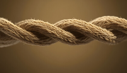 Close up of twisted natural fiber rope with warm background