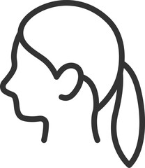 シンプルな、女性の横顔のアイコン（線画）のイラスト
