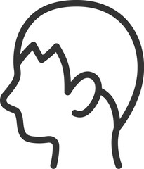 シンプルな、男性の横顔のアイコン（線画）のイラスト