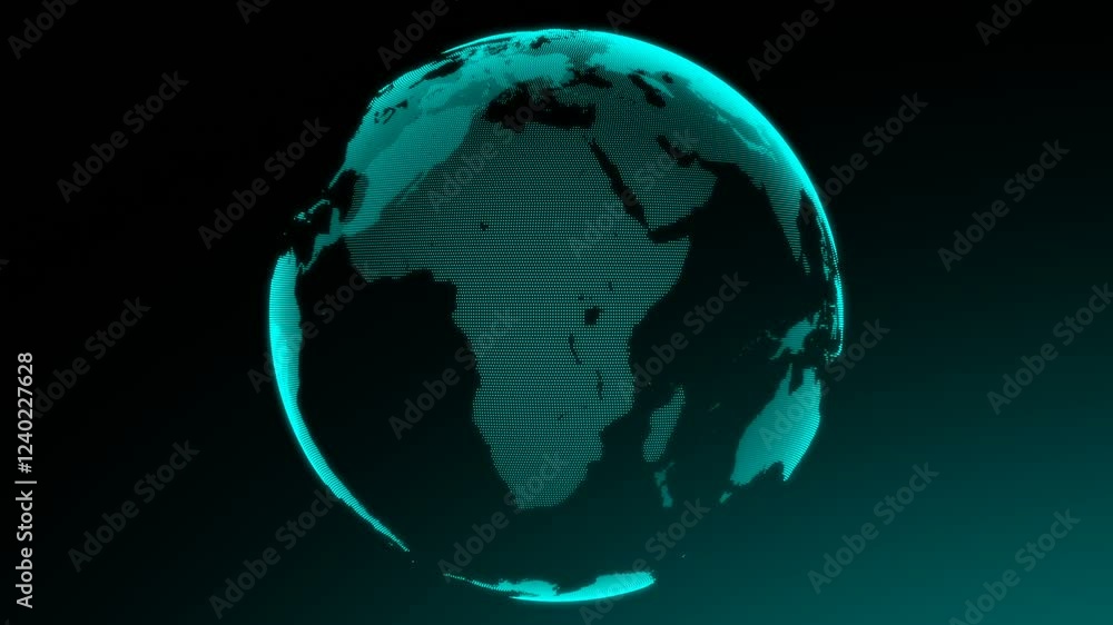 Poster earth globe animation. communication technology world network concept. dots and lines round earth mo