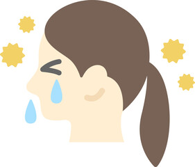 花粉症の、女性の横顔のアイコンのイラスト