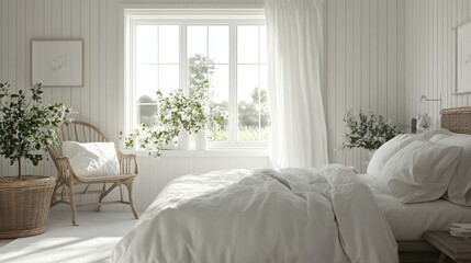 Cozy, serene bedroom with natural light.