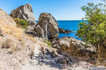 Cape Alchak nature reserve near Sudak, Crimea, Russia 