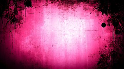 Abstract Pink Grunge Background Texture with Black Splatter