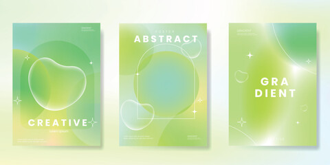 Abstract colorful gradient card background set. Minimalist poster Modern summer and spring wallpaper design for, website, banner, ads.