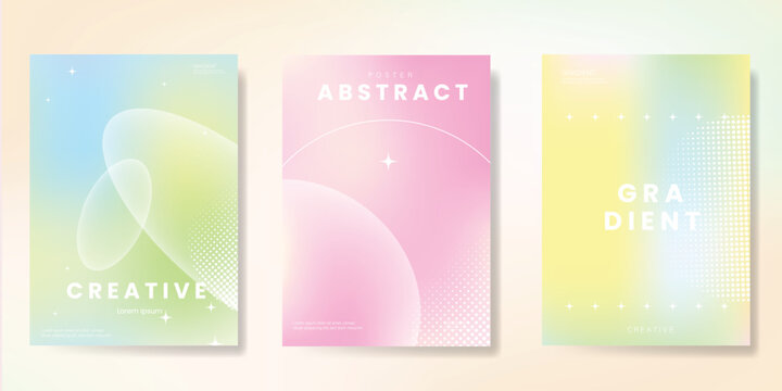 Abstract colorful gradient card background set. Minimalist poster Modern summer and spring wallpaper design for, website, banner, ads.