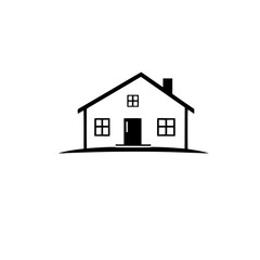 Simple House Illustration: Minimalist Black and White Home Design Vector Graphic