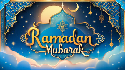 Romadan mubarak arabic calligraphy poster design