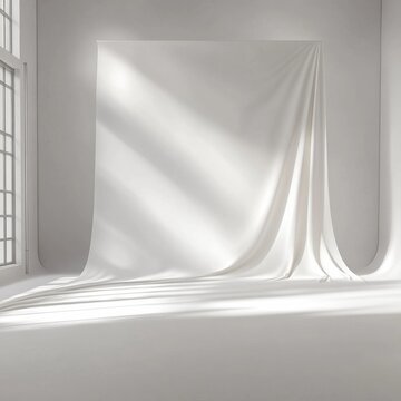 Elegant white backdrop with soft shadows.