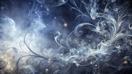 Enchanted Whimsical Smoke and Swirls Design Featuring Ornate Flourishes and Glimmering Lights
