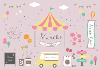 マルシェイラストフレームデザイン_春