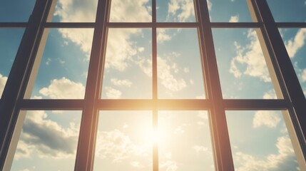 Fototapeta premium Sunlit Sky Seen Through Panoramic Window
