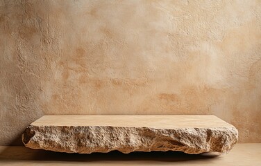 Stone shelf, textured wall, studio, mockup, display