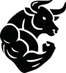 Bodybuilder with a bull head. Vector illustration.