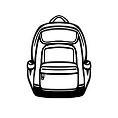 Obraz premium Black and white backpack illustration. Perfect for travel, school, or outdoor adventures. Simple design, suitable for various uses.