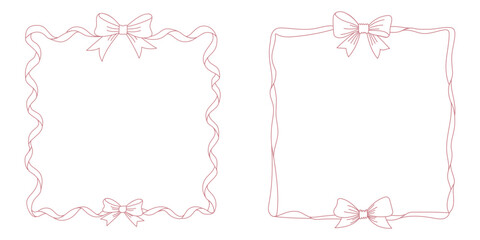 Bow ribbon frame. Frame of coquette pretty charming pink bows and ribbons.
