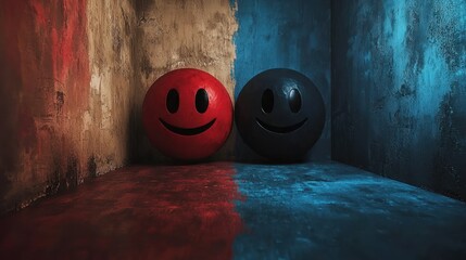 A visual concept of jealousy with contrasting images of happiness and sadness.