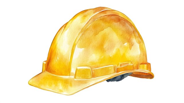 Watercolor Painting of a Yellow Hard Hat