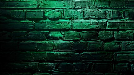  A textured green brick wall illuminated with moody lighting, creating an urban aesthetic.