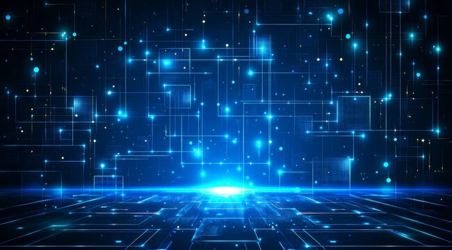 Futuristic digital network glowing; data flow background