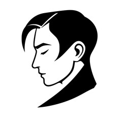 Monochrome Profile of a Man: A Stylish and Minimalist Vector Portrait.  Clean lines and elegant design make this a perfect graphic for modern projects.