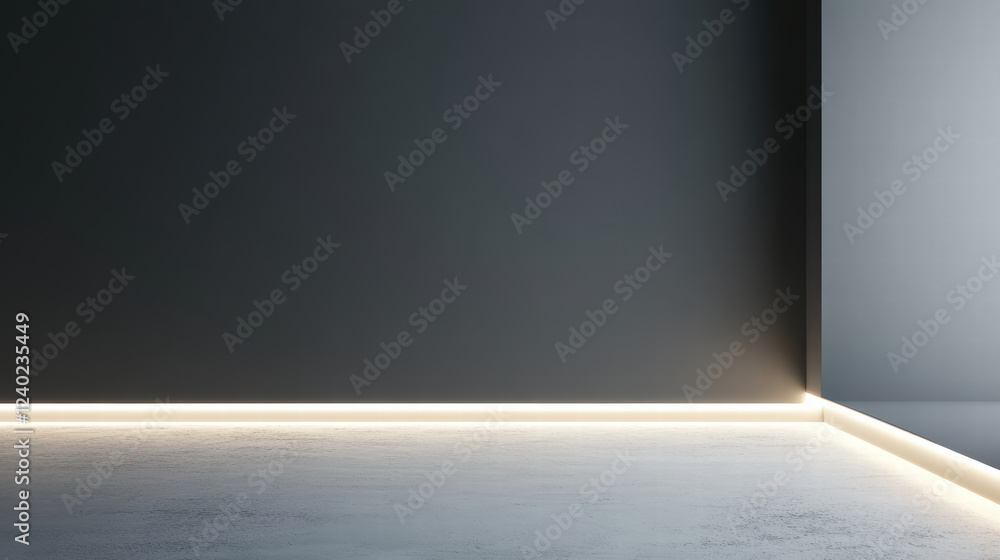 Aufkleber chilling empty space with soft glowing light illuminating corner, creating serene atmosphere. minima