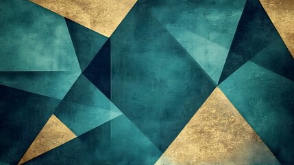 Abstract Teal and Gold Geometric Pattern Background