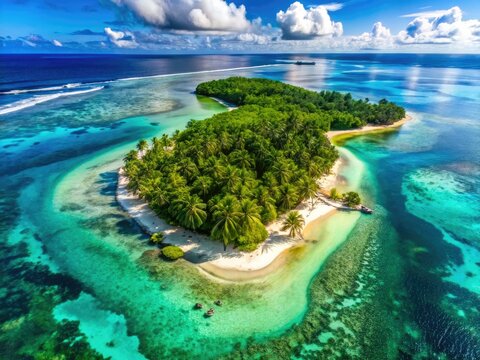 Guyam Island, Siargao: An aerial view reveals pristine beaches and mesmerizing turquoise waters.