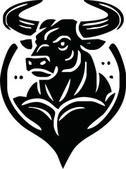 Bodybuilder with a bull head. Vector illustration.