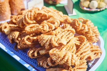 National dish, pastries. Festive presentation. The national cuisine of the peoples of the Caucasus